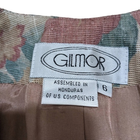 GILMOR Floral Brocade Blazer Jacket‎ Women's Size 6 Pink Blue Beige - Picture 4 of 4
